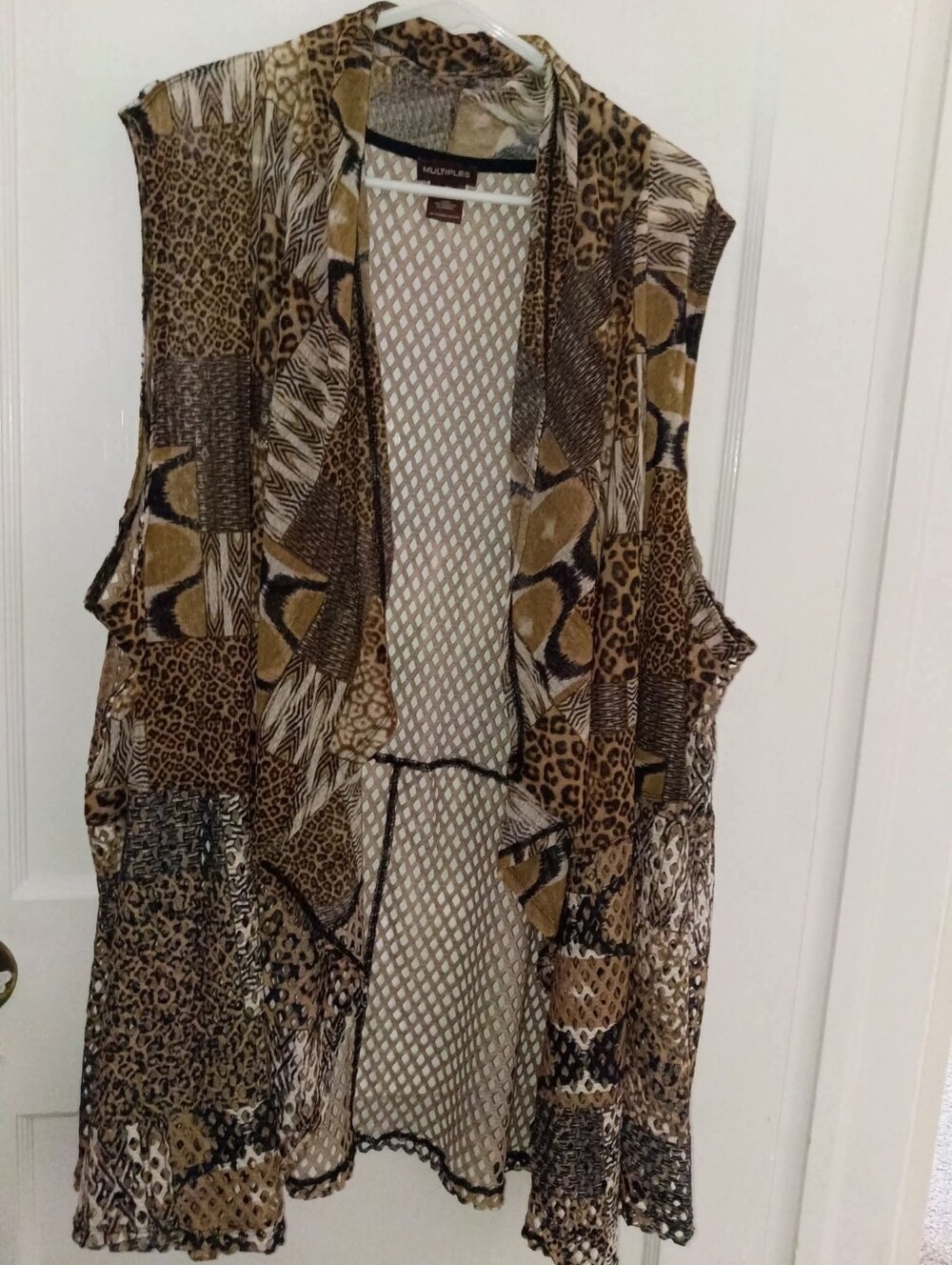 Women's Plus Size 3X Multiples Vest Cardigan Animal Leopard Snake Skin Print